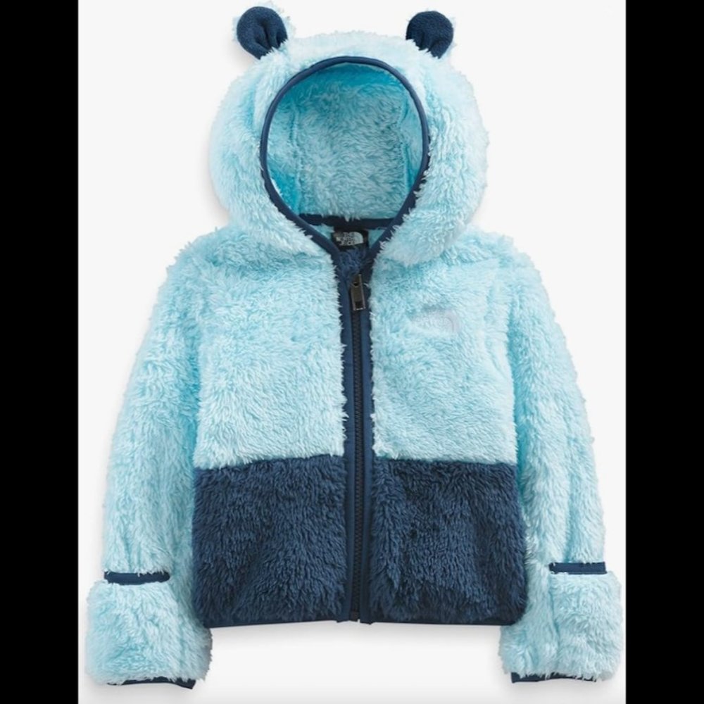 The North Face Baby Bear Fuzzy Hoodie Jacket Atomizer Blue 3-6 Months NWT
